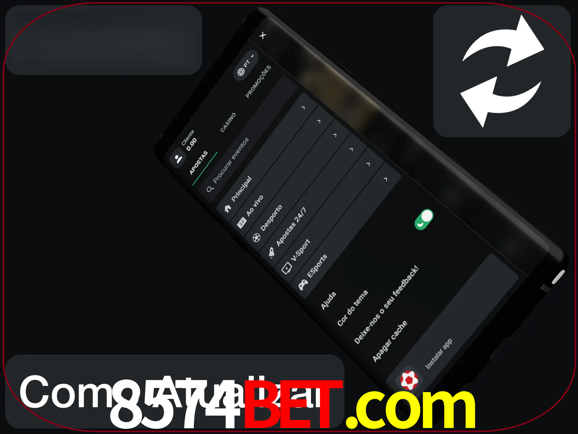 O aplicativo é atualizado automaticamente quando você faz o login.