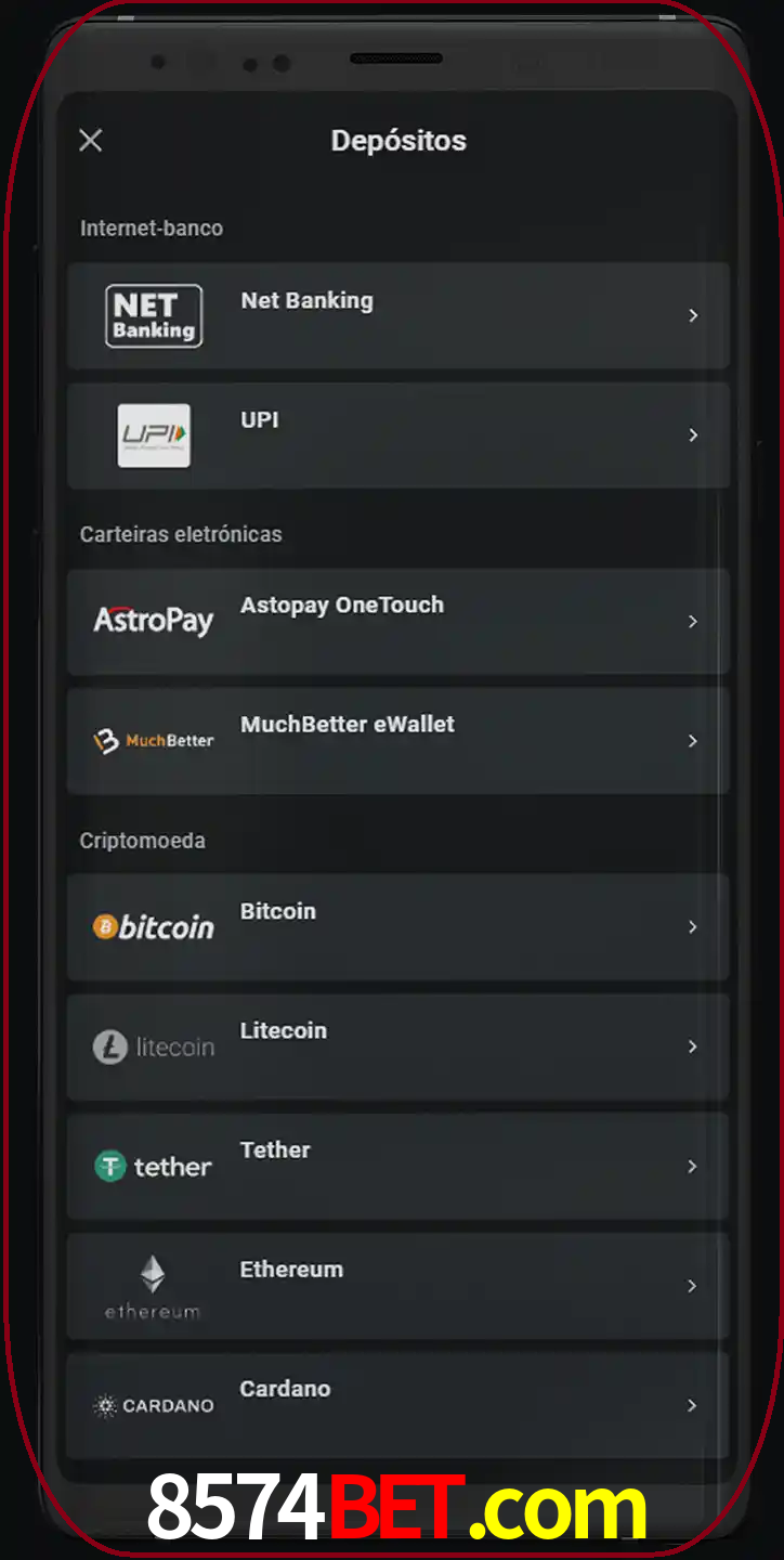Você pode usar métodos alternativos de depósito.